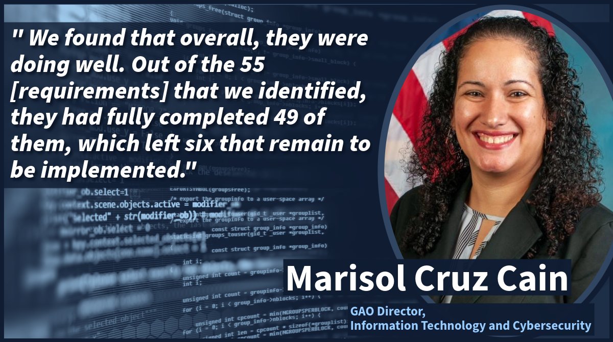 Federal cybersecurity leaders have made progress in protecting federal IT systems from #cyberattacks. But there’s more that could be done. GAO’s Marisol Cruz Cain discusses on @FederalNewsNet’s podcast Federal Drive with @tteminWFED: federalnewsnetwork.com/cybersecurity/…