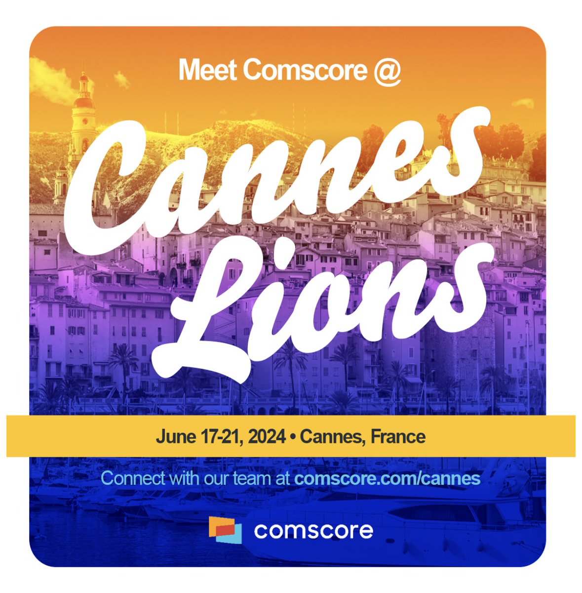 Meet us in Cannes! 🌴 The Comscore team in Cannes this year will include thought leaders from Proximic by Comscore and Comscore’s flagship cross platform solution, CCR.