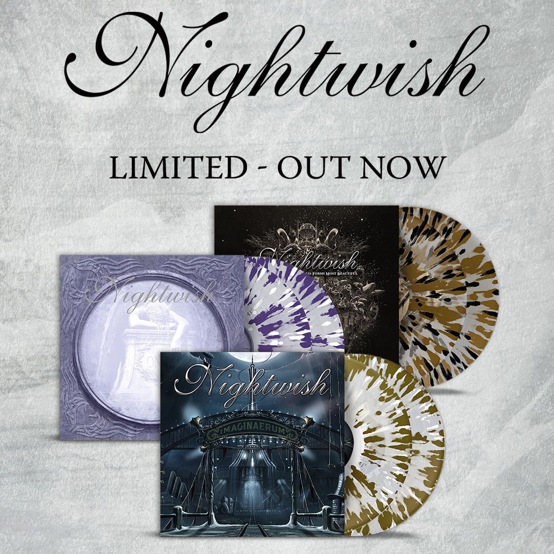 Limited edition vinyls of 'Endless Forms Most Beautiful,' 'Imaginaerum,' and 'Once' in unique splatter designs are out now! Which one did you purchase? nightwish.bfan.link/limitedvinylma…
