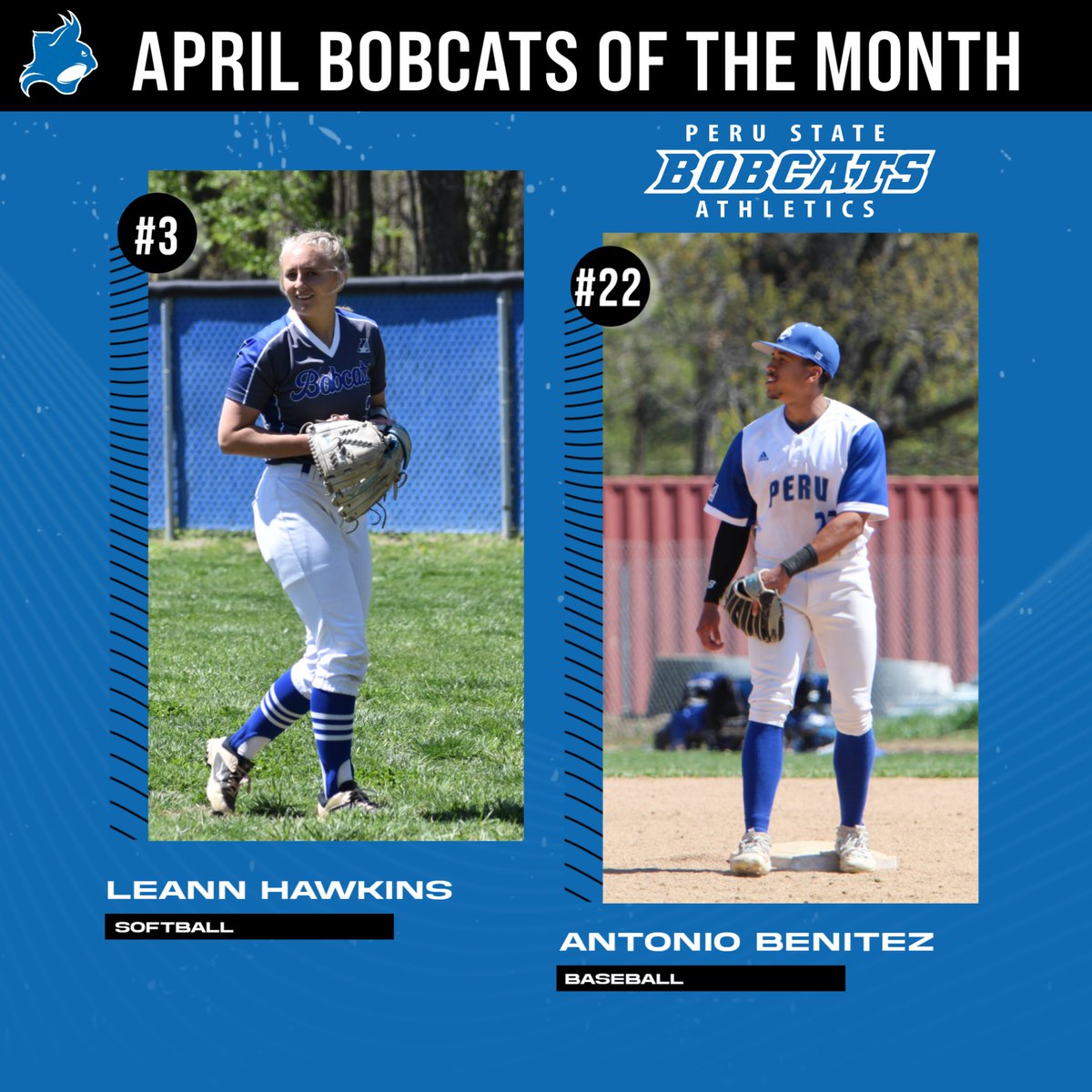 Congratulations to Leann Hawkins and Antonio Benitez on earning April Bobcats of the Month! #ClawsOut | #PeruState156