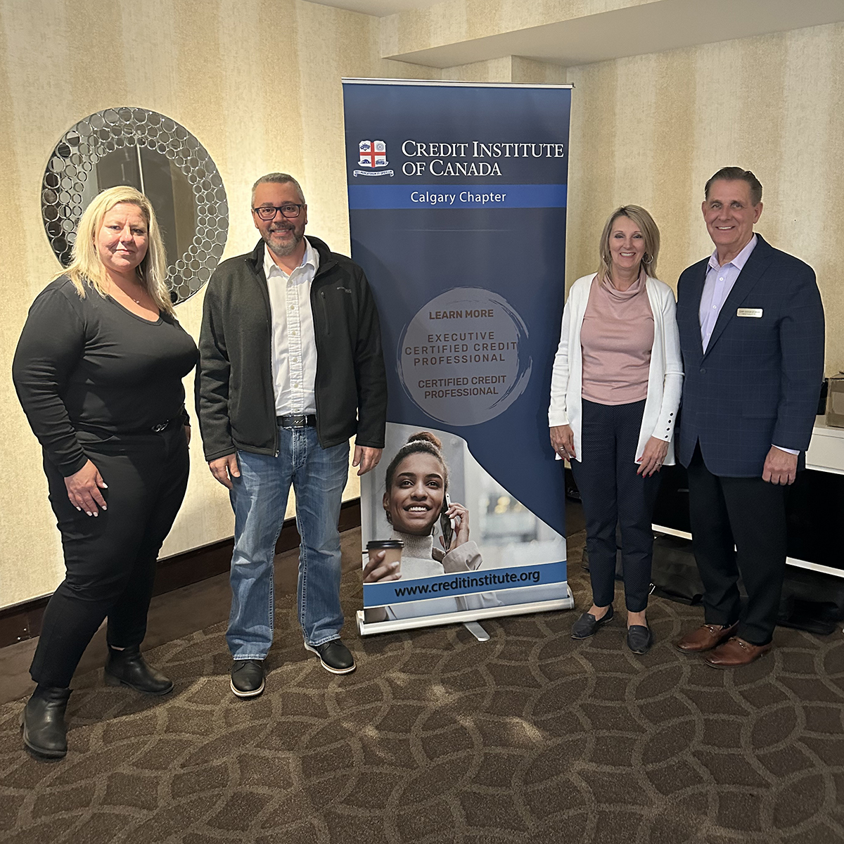 MetCredit's @dhopkyns (right) at last night's Credit Institute of Canada Calgary Chapter AGM with Jodie, Jason and Mary Mason Hummel. #creditmanagement #creditprofessionals #canadabusiness #Calgary