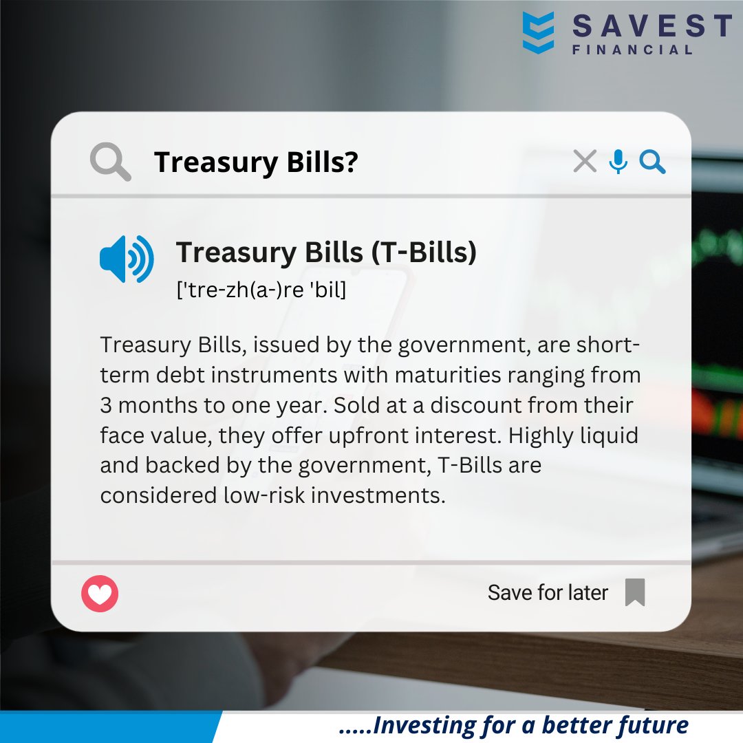 On today's episode of Financial Term of the Week: Treasury Bills! 

Discover the power of Treasury Bills, short-term government debt instruments with maturities ranging from 3 months to one year.