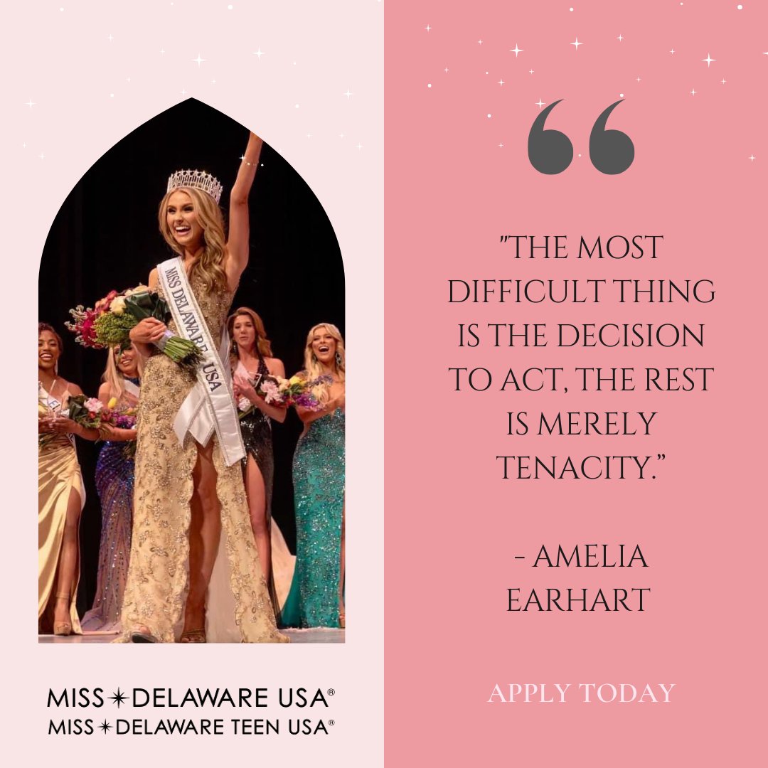 'The most difficult thing is the decision to act, the rest is merely tenacity.' - Amelia Earhart  ✨ Chase your dreams with determination and grace. ✈️ #MissDEUSA #Determination #ChaseYourDreams