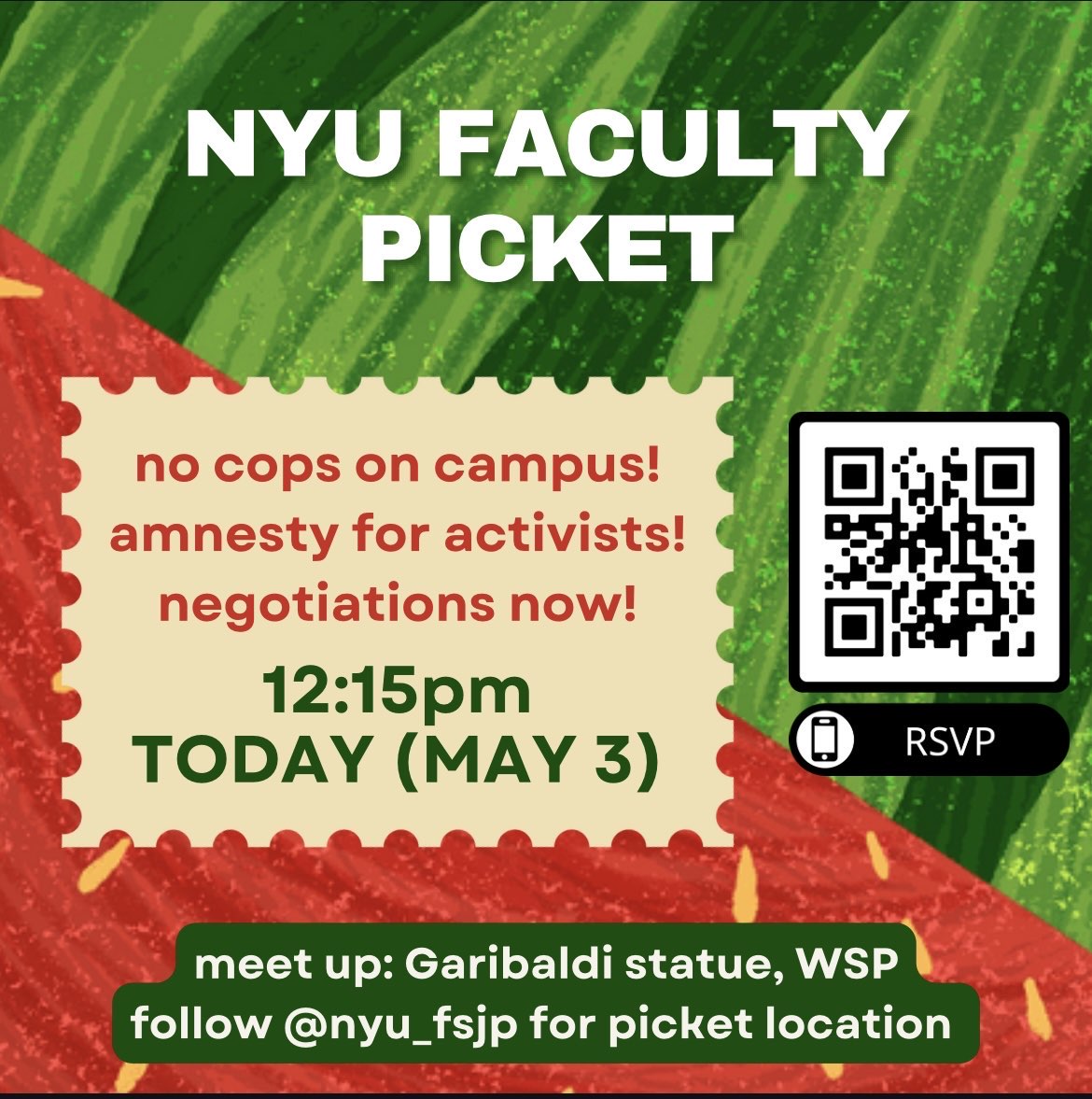 Calling all NYU Faculty! JOIN THE PICKET at 12:30 PM.