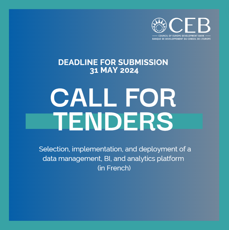 📢CALL FOR TENDERS (in French): Technological selection, implementation & deployment of a data platform covering all aspects of data management, BI & analytics. Support the #CEB in the design & implementation of its future data platform. ➡️ shorturl.at/DLOPZ