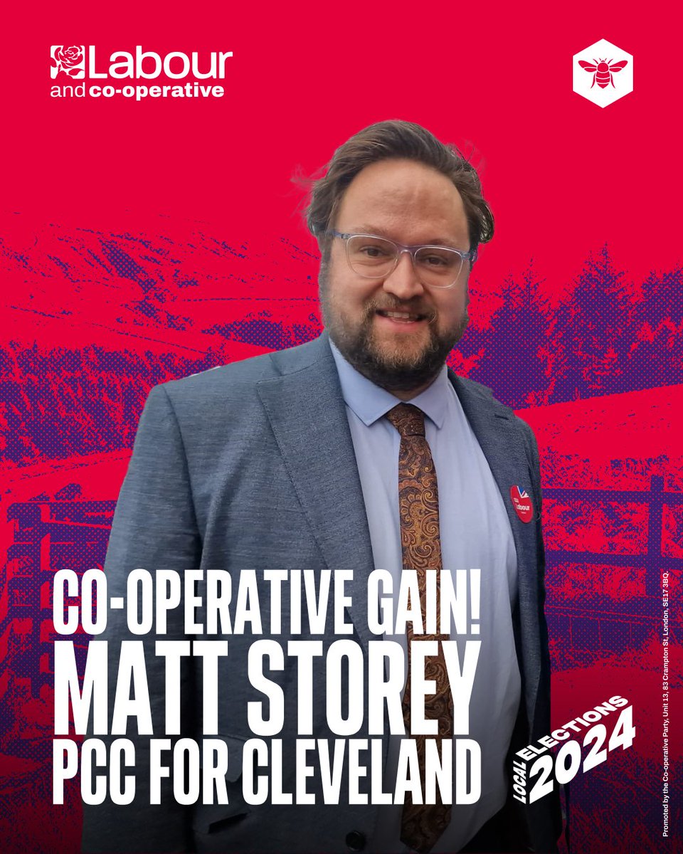 CO-OPERATIVE GAIN Cleveland Police and Crime Commissioner! 🎉 Congratulations Matt Storey!