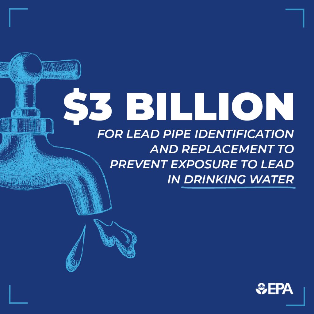 Everyone deserves access to clean and safe water. At least $240M+ of the $3 billion announced by the @EPA will go to Illinois communities impacted by lead in their #DrinkingWater to find and replace lead service lines. 🚰