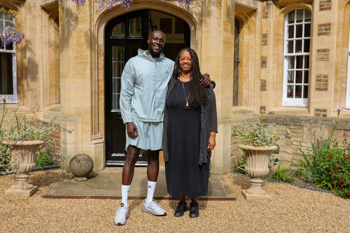 The highlight of our week... @stormzy came to College! He was here to catch up with many of the @Cambridge_Uni students who are being supported with scholarships funded by his #Merky Foundation and @HSBC_UK 📸 Lloyd Mann