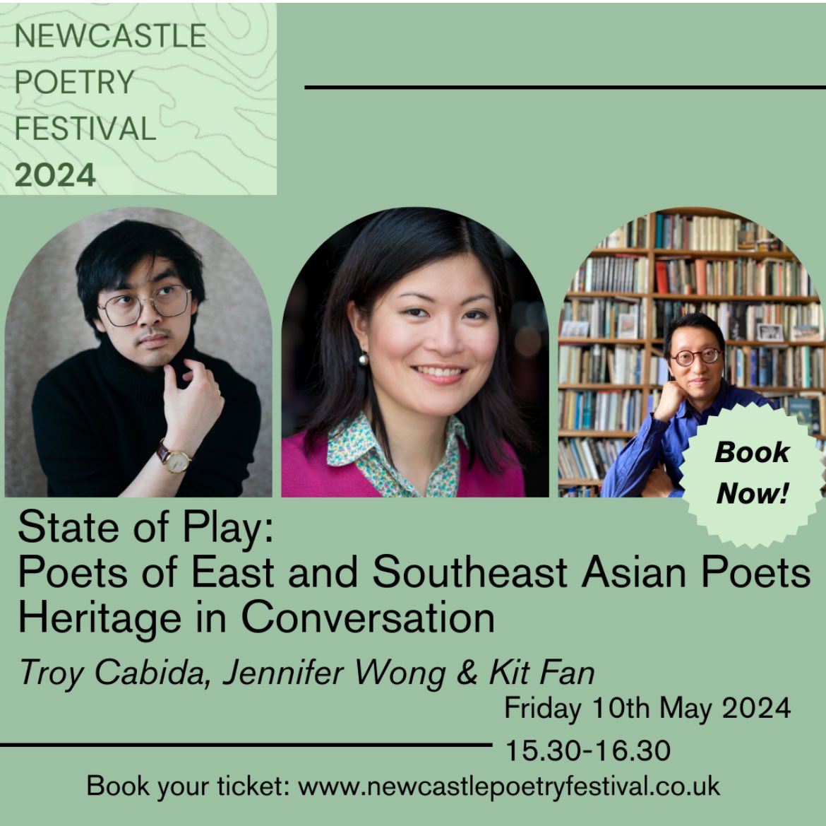 🤓This will be a great event discussing community, migration and heritage with poets from the State of Play anthology: @troycabida @jennywcreative & Kit Fan Friday 10 May, 3.30pm, Northern Stage 🎫newcastlepoetryfestival.co.uk