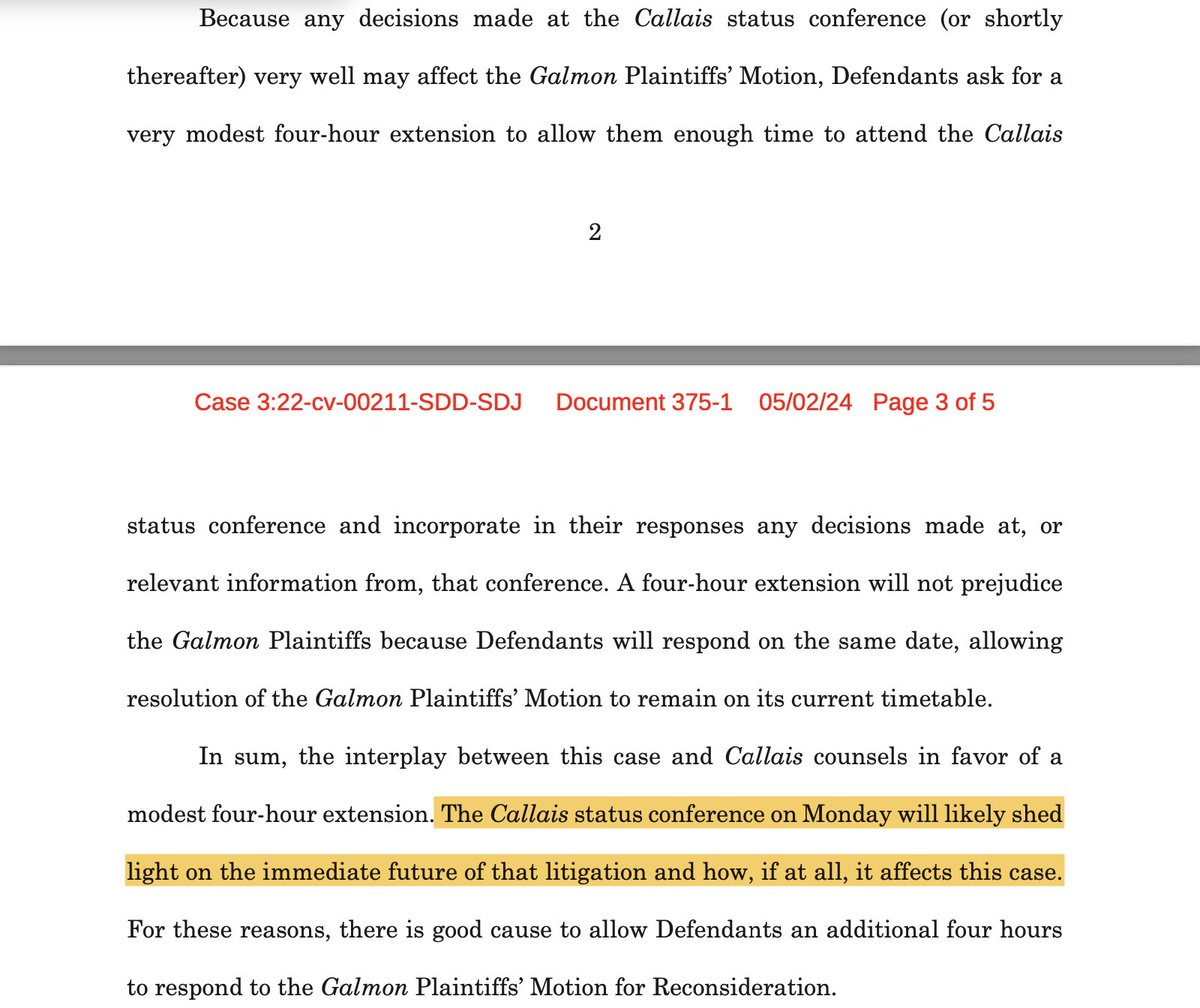 In the (potentially) dueling Louisiana remedial proceedings, this filing by the state seems to suggest the state's preference is to have the court in the racial gerrymandering case drive the show. drive.google.com/file/d/1cBt0y9…