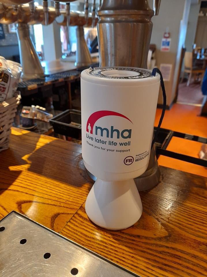 Fab start to the Bank Holiday for our scheme! The team at Castle Gardens #Poulton have kindly given us space on their bar to collect money to help fund our new community group. Remember to pop your pennies in next time you visit! 🥂 <a href="/yourMHA/">Methodist Homes (MHA)</a> #communityfundraising