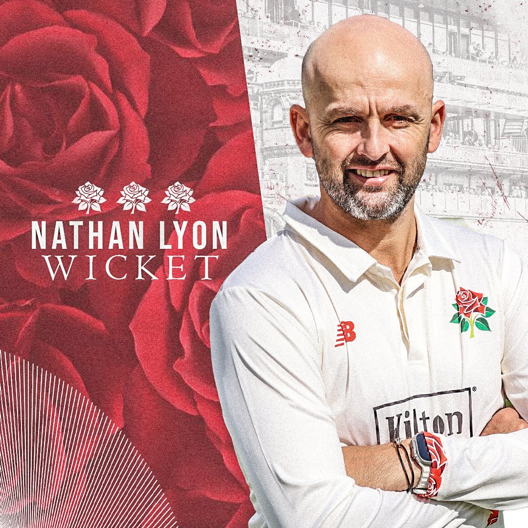 GAZZA! 🤩

@nathlyon421 has his second as Stewart edges to Wells at slip!

198-7 (67)

Watch LIVE on #LancsTV! 💻➡ bit.ly/LANvKEN1

🌹 #RedRoseTogether