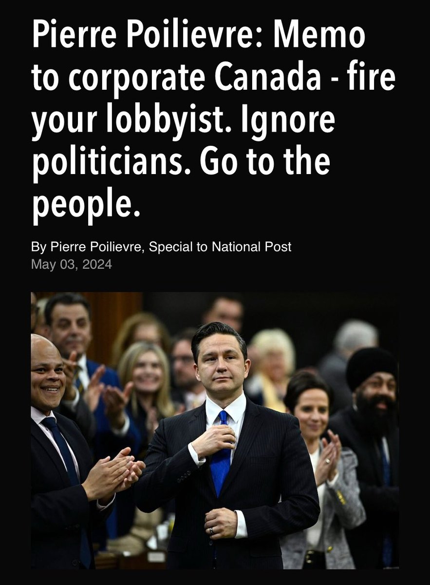 This is a pretty weird thing for anyone to say considering Pierre Poilievre has corporate lobbyists working on his own campaign - and for none other than Greedy Galen.