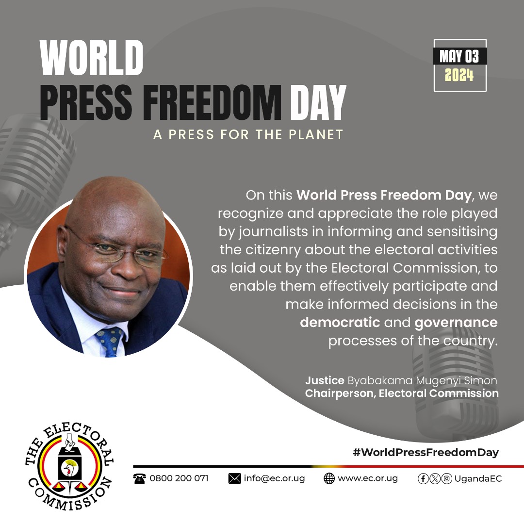 Today is #WorldPressFreedomDay and for us @UgandaEC the Electoral Commission, we salute all those journalists who do a good job informing citizens about their roles, rights and responsibilities in the electoral process: @nbstv @ntvuganda @ubctvuganda @newvisionwire @DailyMonitor…