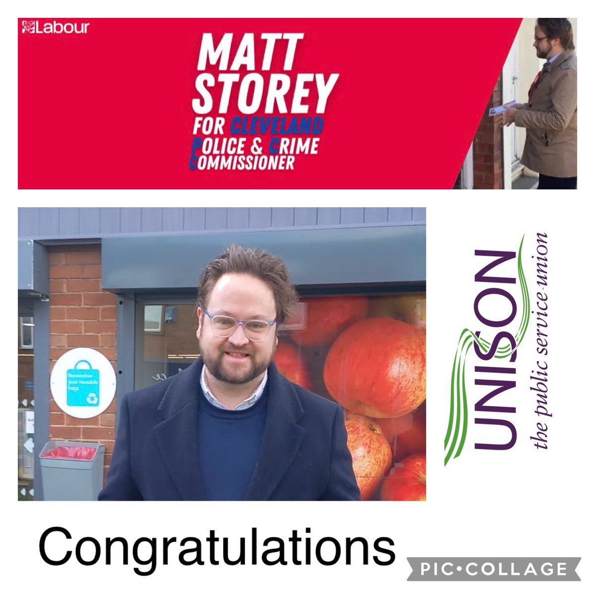 Congratulations to UNISON member Matt Storey, elected Police & Crime Commissioner for Cleveland. Matt will be a great PCC for people in the Cleveland Police area.