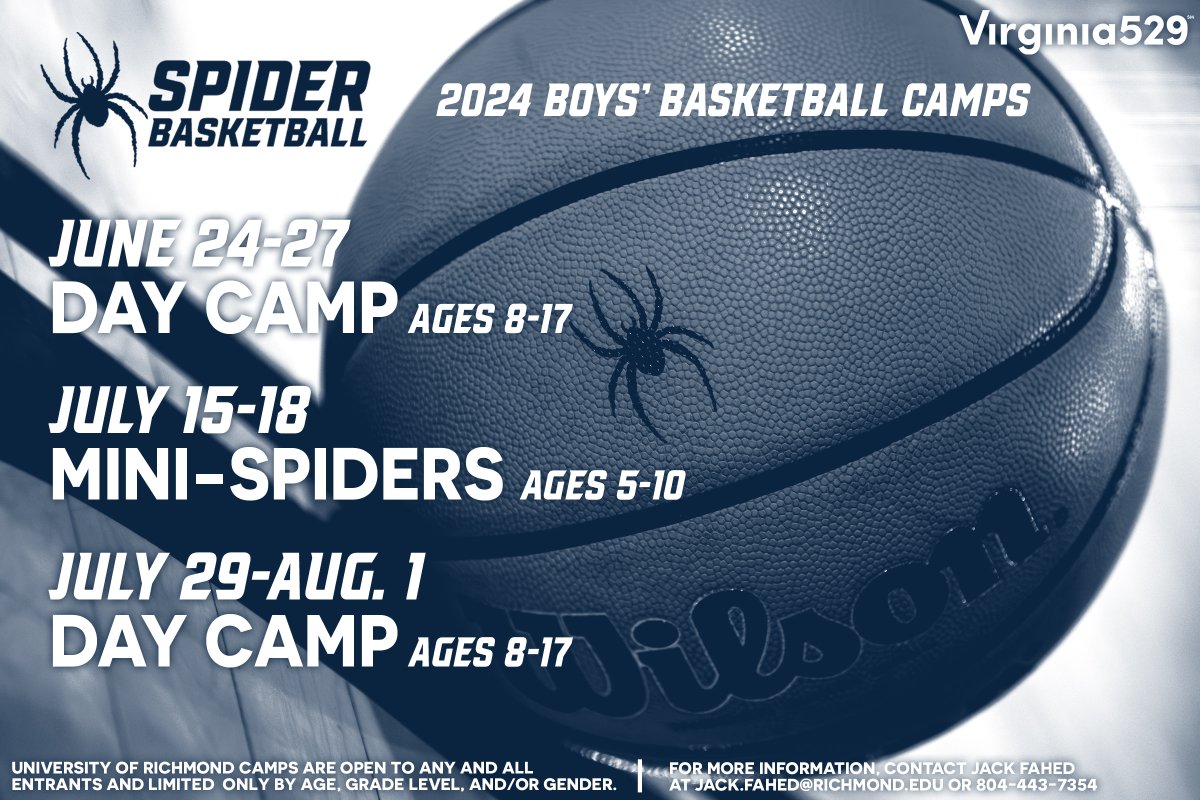 Spider fans - spots are filling up for this summer's Boys Basketball Camps! Register at spides.us/mbbcamps #OneRichmond