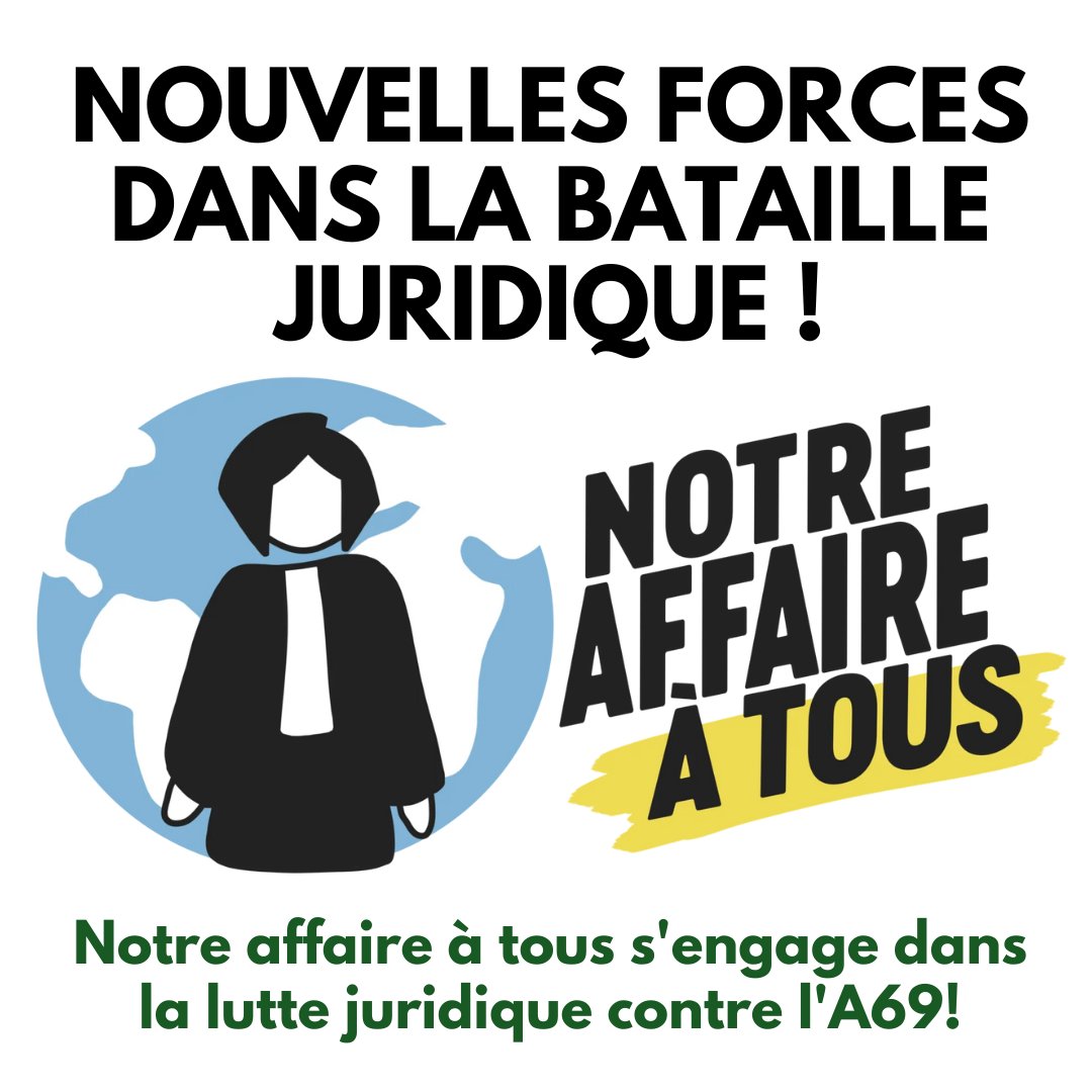 📣 NOTRE AFFAIRE A TOUS rejoint la lutte juridique contre l'#A69 et le recours en annulation des Autorisations environnementales ✊
➡️NAAT attaque le déni de démocratie du processus
d'autorisation environnementale
La répression s'accroît⚠️, le combat juridique grandit💪 #StopA69