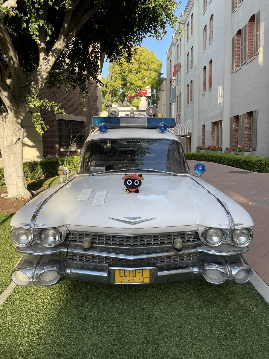 Let’s make sure Meowdy gets some world adventures for @poorlycatdraw ! I got to take a studio tour in California, brought Meowdy along for the ride, and the little one is ready to start busting some ghosts with ECTO-1! Let’s goooooo!