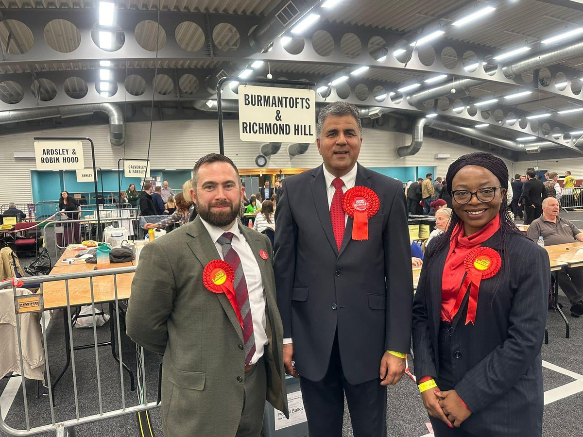 So pleased to have been re-elected in Burmantofts and Richmond Hill Ward and huge Thank you to Cllr @FarleyLabour, Cllr @nkele_manaka, @hilarybennmp, Labour volunteers and local residents who voted for me in the ward.🌹☺️🌹