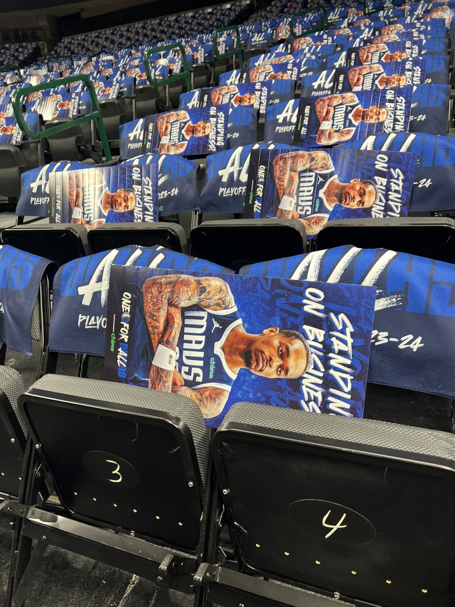 PJ Washington “Standing on Business!” poster and #OneForDallas towels for Game 6.