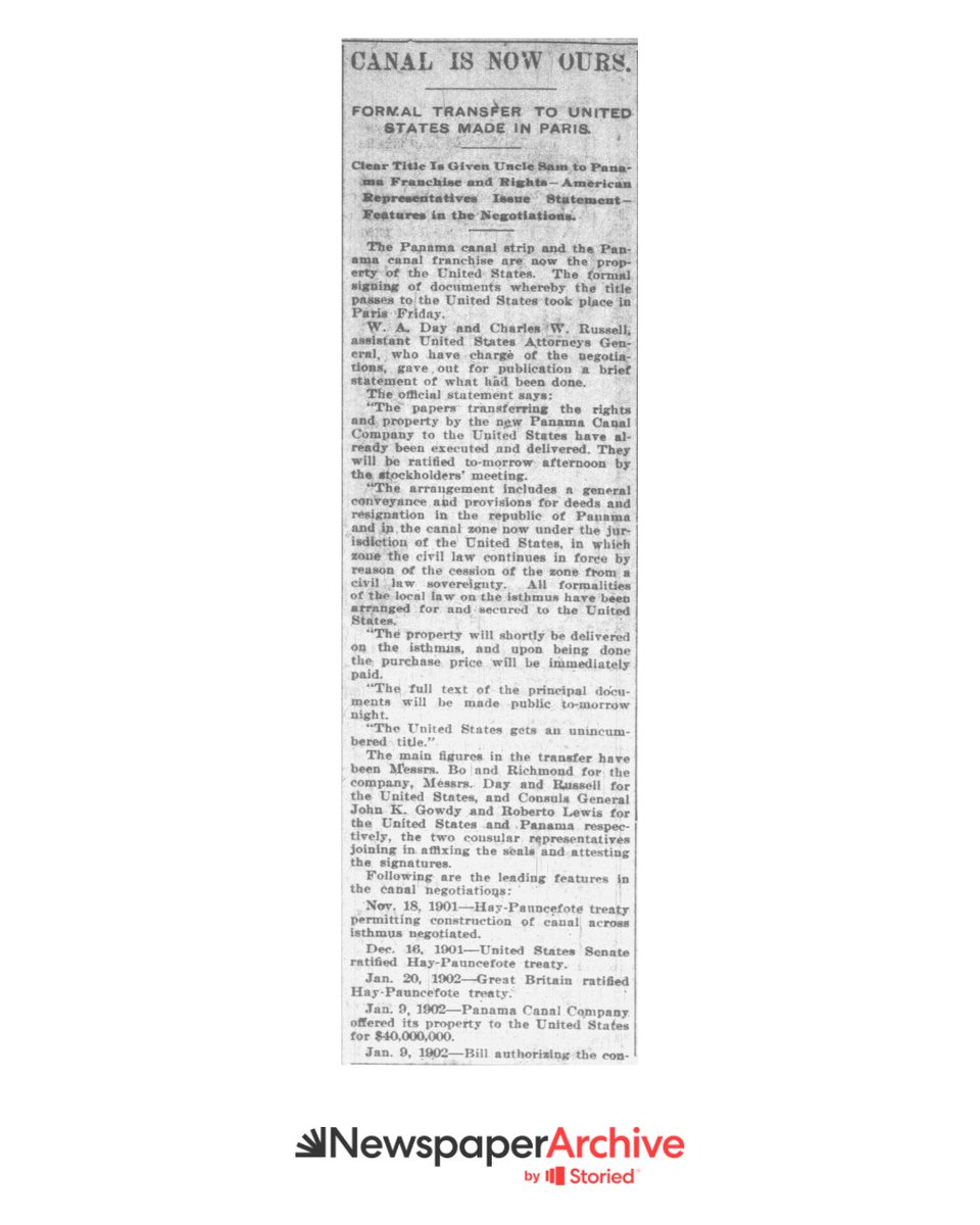 🚧🌎 On this day in 1904, construction began on the Panama Canal! A marvel of engineering that reshaped global trade routes. Ever wondered about the colossal effort behind this iconic waterway? #ThisDayInHistory #PanamaCanal #NewspaperArchive 🌍🛳️