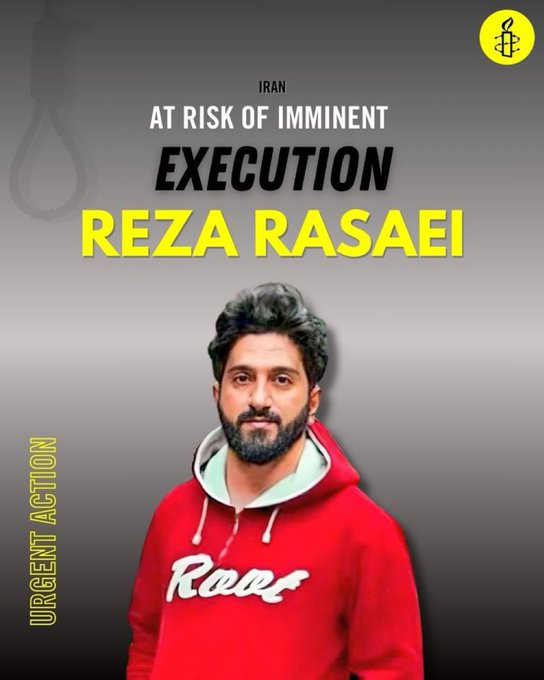 ⚠️Urgent: #RezaRasaei’s family warns of the imminent execution of their son, based on coerced confessions after months of torture, with no legal evidence presented. @UN @hrw @ICHRI @ECHR_CEDH