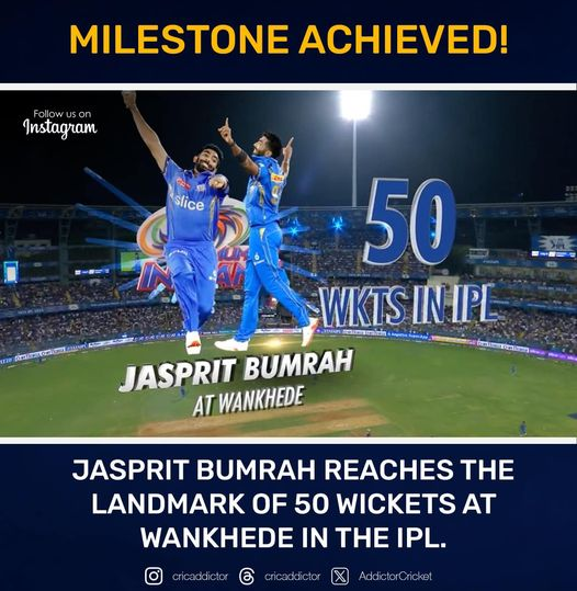 50 wickets for Jasprit Bumrah at wankhede in IPL

#JaspritBumrah #IPL2024 #CRICKET #MIvsKKR