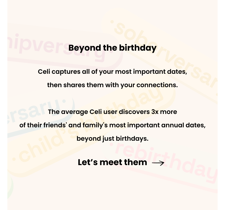 TimeToCeli's tweet photo. Celi knows your friends' and family's most important dates, then reminds you of them by email, text, and Whatsapp. 

Here's everything you can celi, on Celi 🎈 https://t.co/hwmY7NzKOy