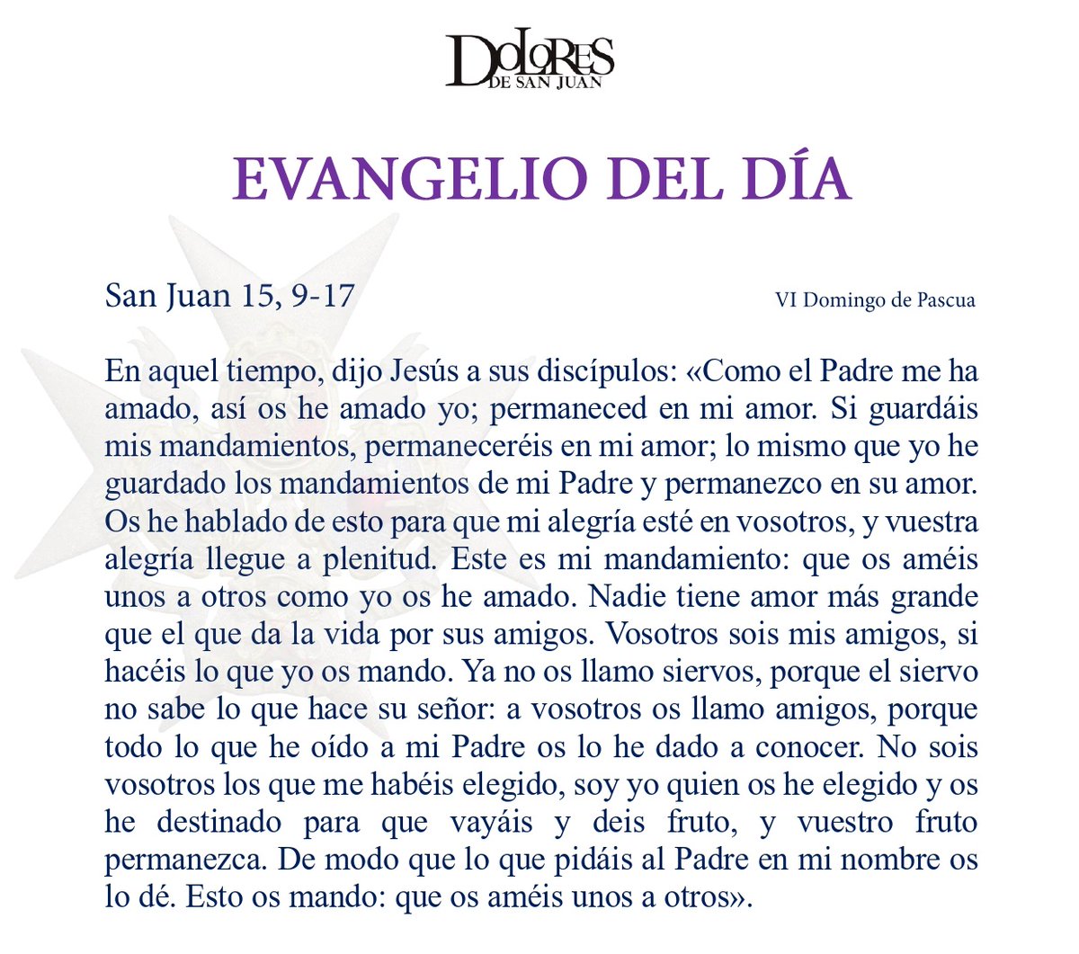 #EvangelioDeHoy | San Juan 15, 9-17