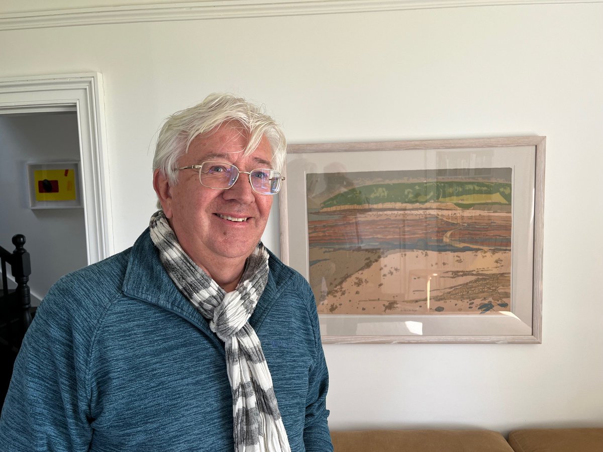 Linkshouse – Robin Noble author of Sagas of Salt and Stone: Orkney unwrapped visited today. From 1980 onwards Robin operated Orkney Arts and Field Centre at Linkshouse playing host to resident artists such as Frances Walker, whose print can be seen in the picture #Linkshouse