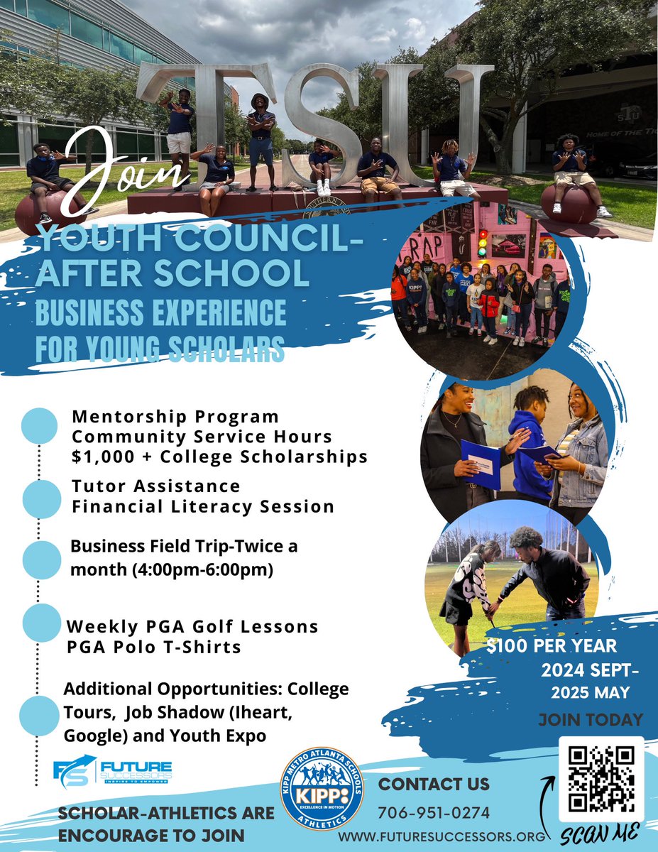 Future Successors and KIPP Atlanta Athletics are joining forces! Our youth council and business-minded after-school programs will be open to our scholars and scholar athletes in SY 2024-2025. Thanks for helping us nurture the complete scholar.