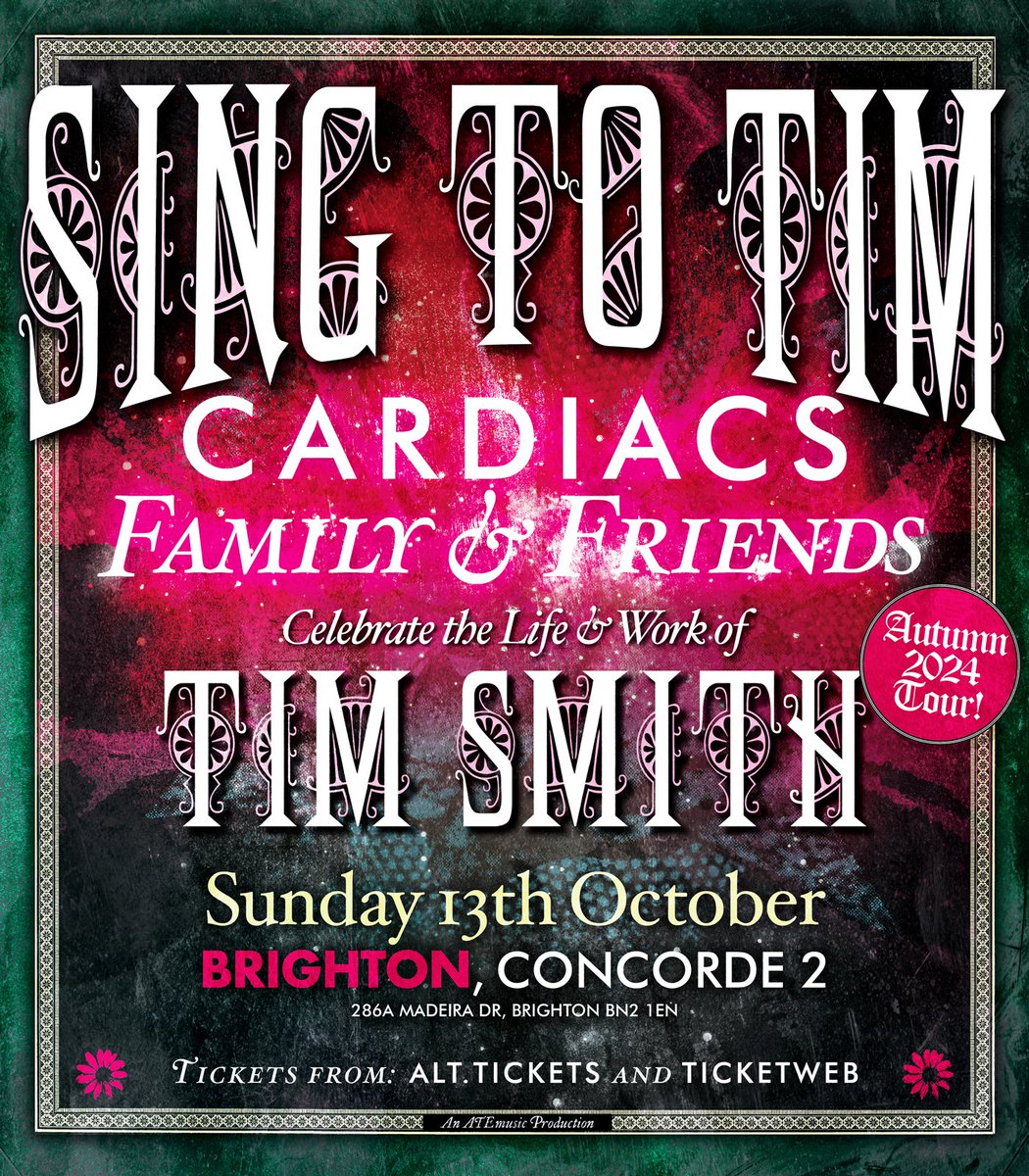 NEW SHOW 🔊 CARDIACS FAMILY & FRIENDS - CELEBRATE THE MUSIC OF TIM SMITH this October at @concorde2! 🎟 On sale at 10am on Friday 10th May