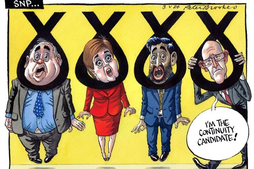 alanferrier's tweet image. A recurrent theme from the UK media - @theSNP leaders being hung, crucified, beheaded, hunted. Still - Andrew Neil thinks they're "brilliant" so that's fine.