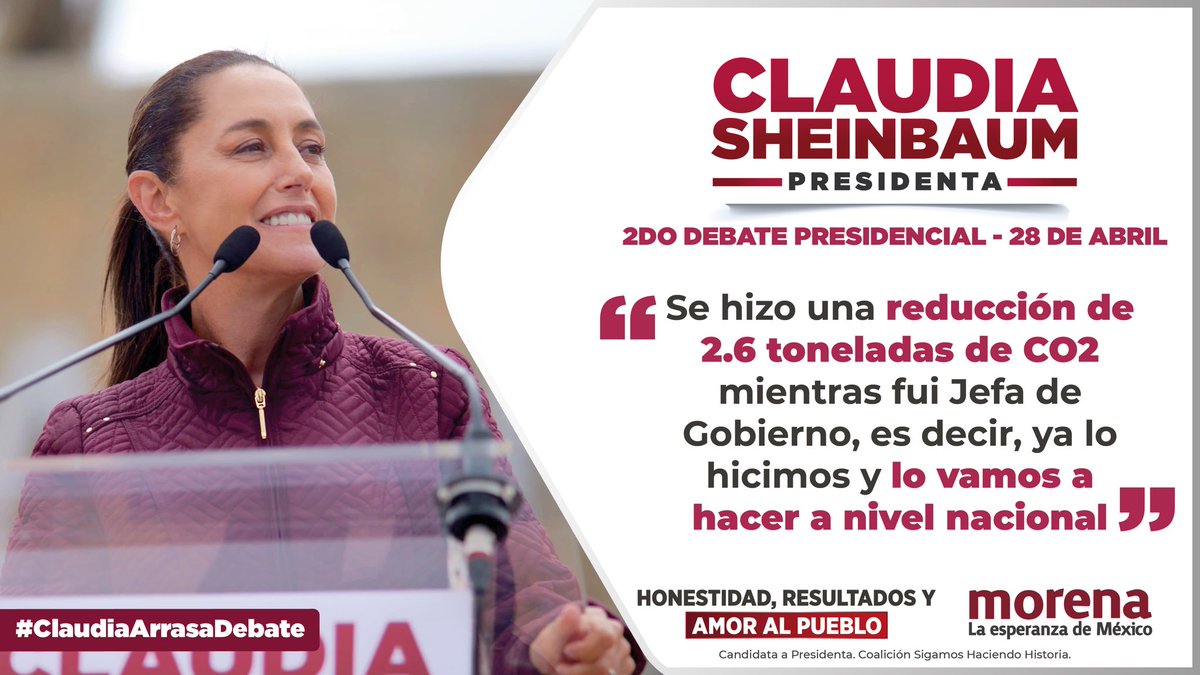 Nuestra candidata @claudiashein, pondrá el conocimiento y la ciencia al servicio de la nación, y gracias a eso, el bienestar llegará a cada rincón de México.

#ClaudiaArrasaDebate #ClaudiaPresidenta