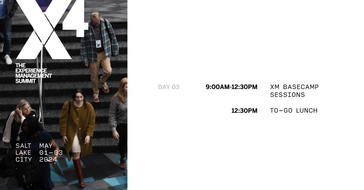 We’re back for the third and final day of #QualtricsX4 2024 - enjoy today’s XM Basecamp sessions, and keep the X4 conversation going with us online!