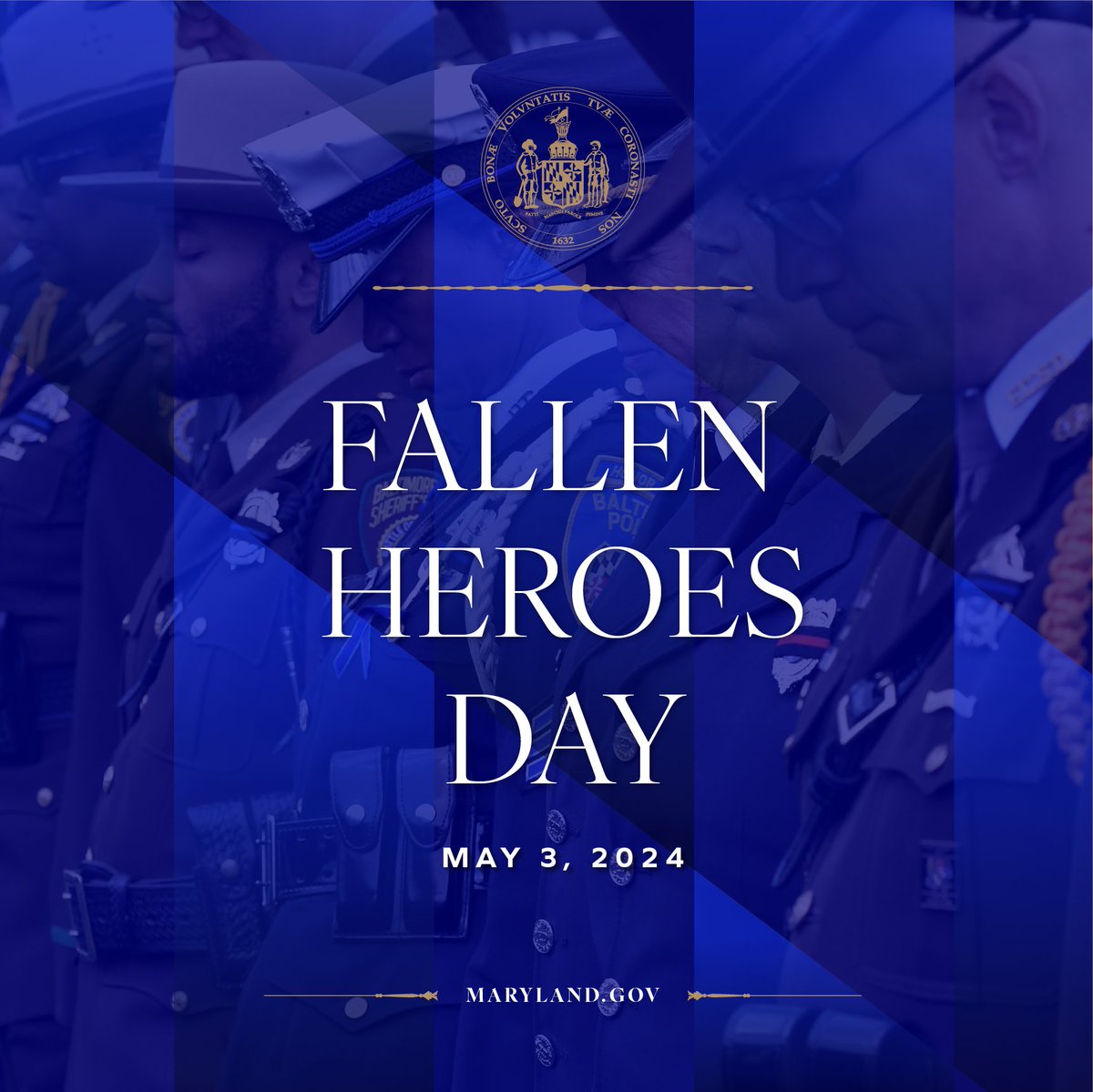 Today, the Maryland flag is lowered to half staff for #FallenHeroesDay. Our police, firefighters, first responders, and all who have lost their lives in the line of duty embody the spirit of service that we strive for. And through acts of heroism, they have elevated our state.