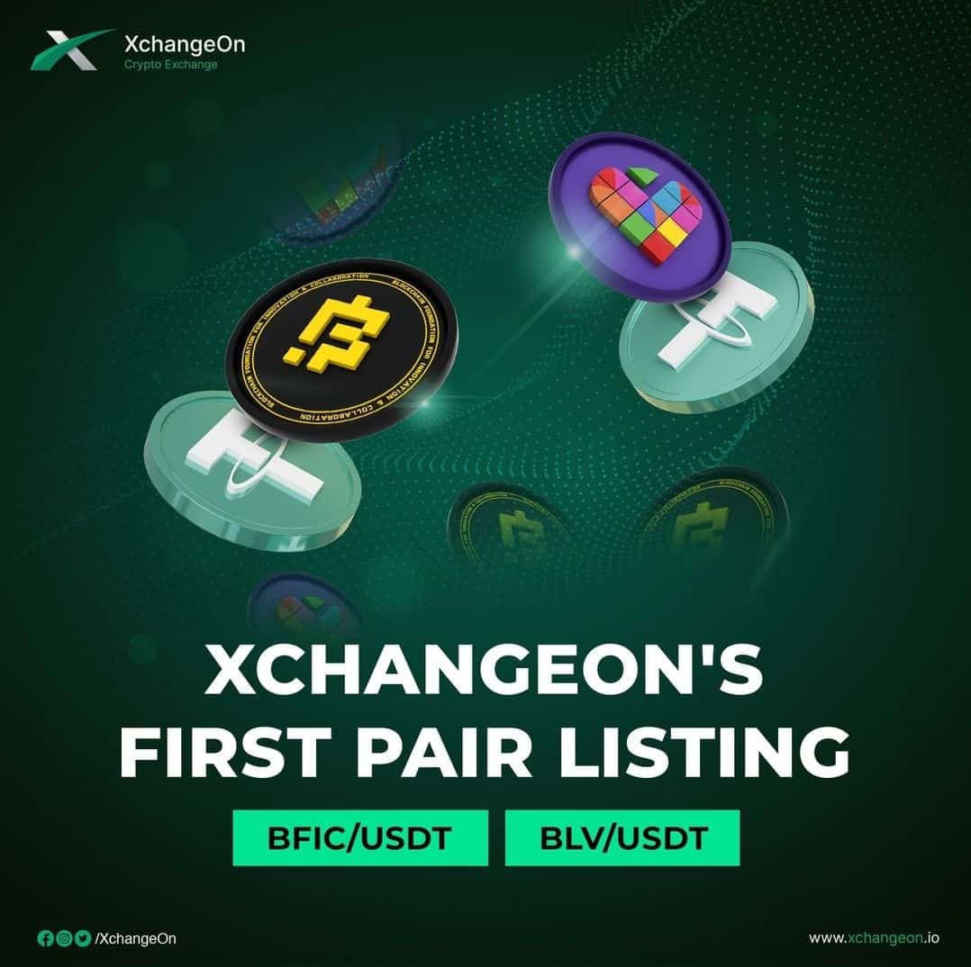 📣 Exciting news! 
Xchangeon introduces its first pairings: BFIC/USDT and Blove/USDT

 Stay tuned  💹💼 
xchangeon.io

#Xchangeon #TradingAlert #BFIC #BLV #CryptoCommunity #CryptoMarket #TradingTips