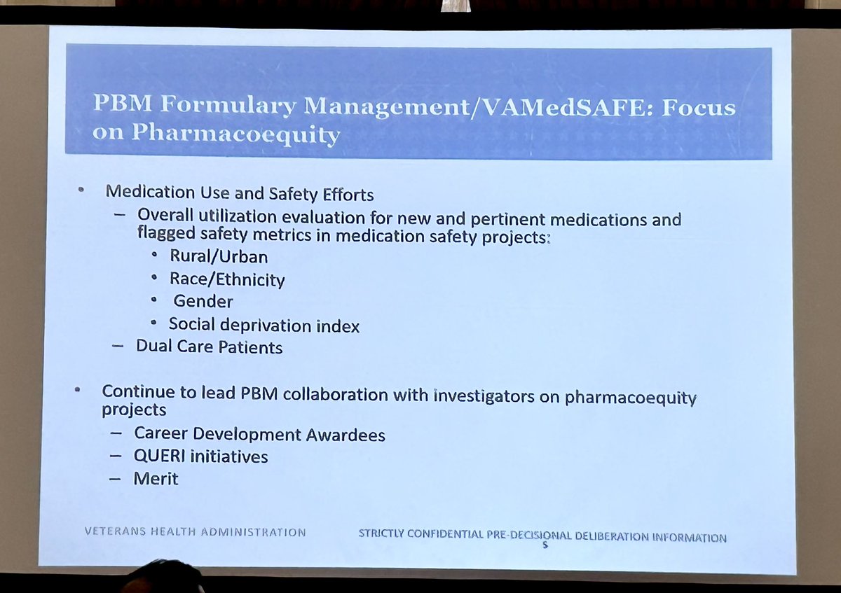 Dr Francesca Cunningham giving an overview of all of the amazing initiatives within the VA health care system working to move forward equity efforts. This includes awareness, integration, and education.  #Pharmacoequity2024