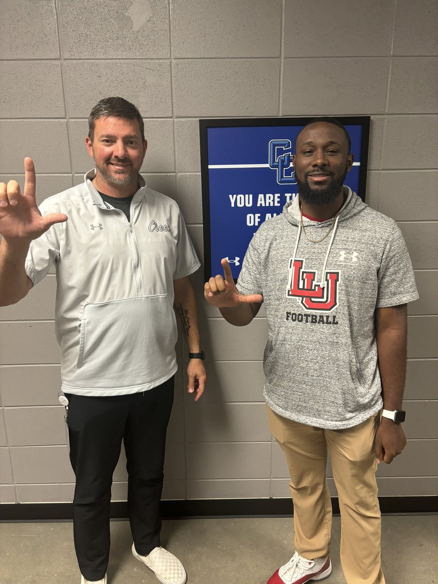 Thank Coach Morgan Ford and @LamarFootball for stopping by to evaluate our athletes! #Boomtown #RecruitCC @RecruitCCEagles