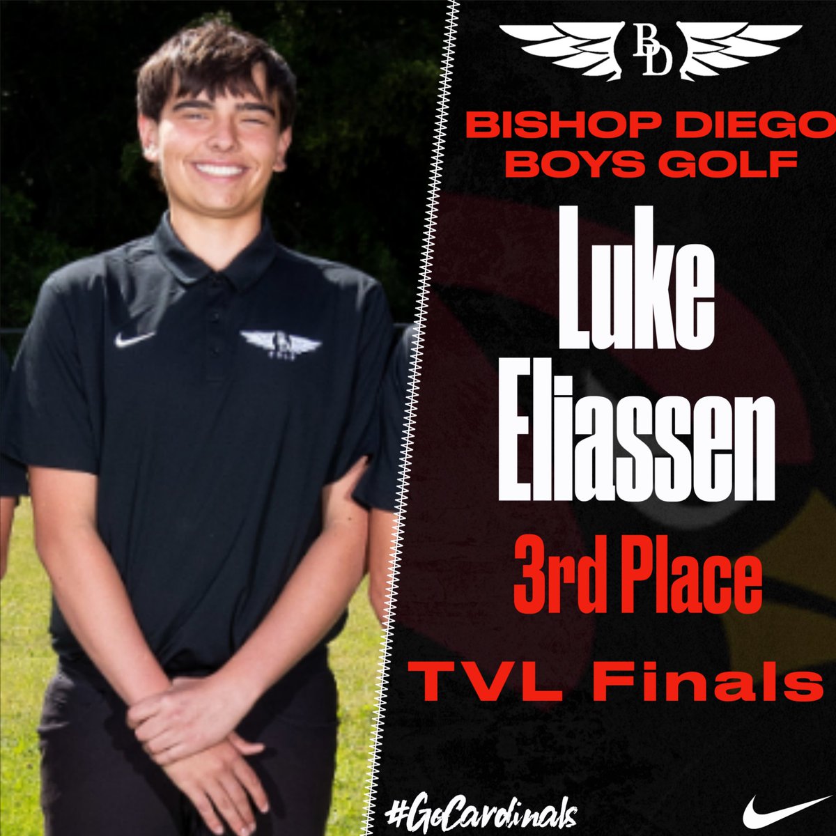 👏Congratulations to Sophomore Luke Eliassen for his 3rd place finish in Tri-Valley League Finals and qualifying for CIF scoring a season low 79 (Day 1: 40, Day 2: 39)🏌️Next week is CIF-SS Individual Regionals and May 13 is CIF-SS Division 6 Team Championships

#GoCardinals