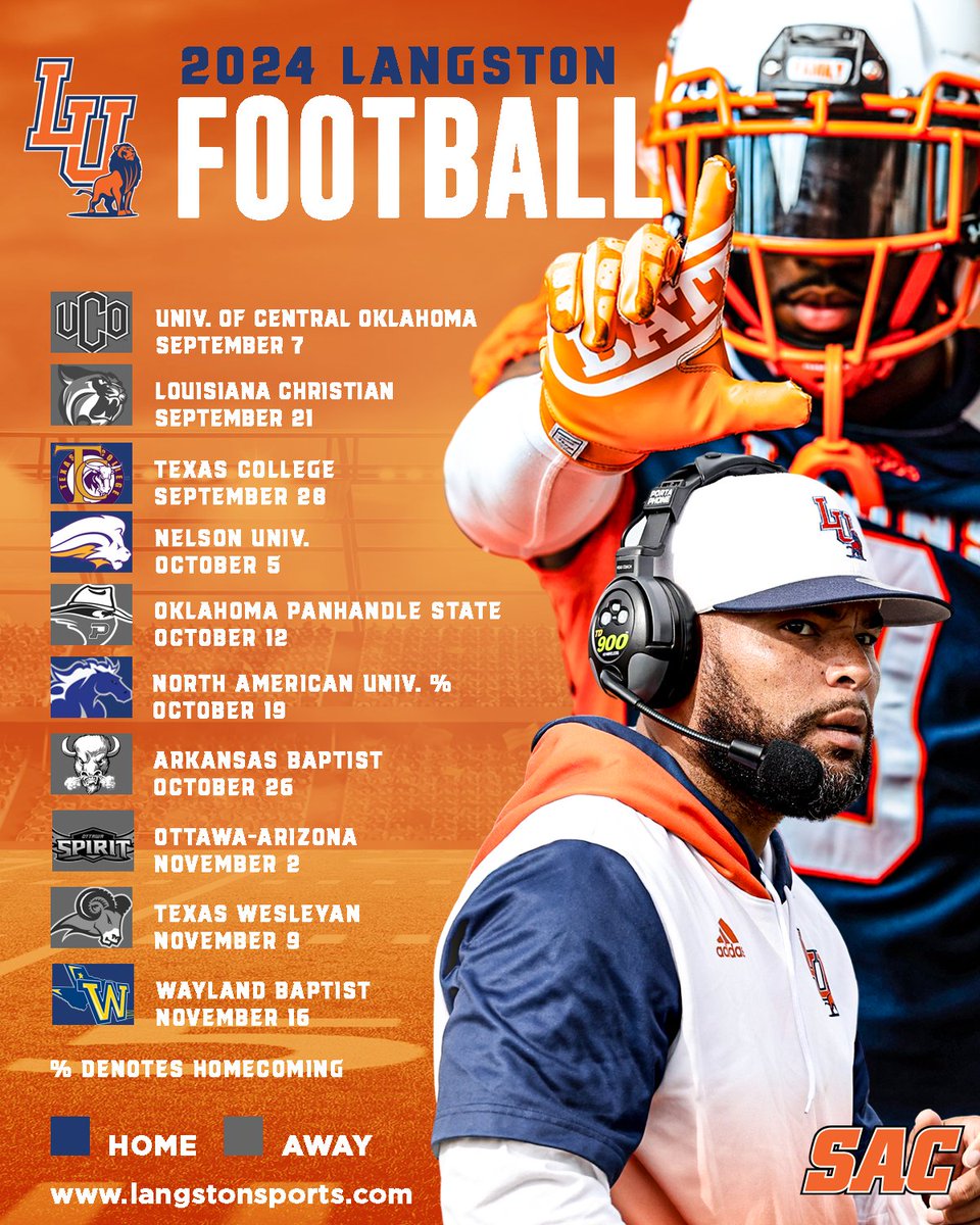 Langston Athletics (@langstonsports) on Twitter photo Langston Football's 2024 Schedule Set 
๐๐ฐ : bit.ly/3UK3cm8
#goLions X #WeRoar Langston Football's 2024 Schedule Set 
๐๐ฐ : bit.ly/3UK3cm8
#goLions X #WeRoar