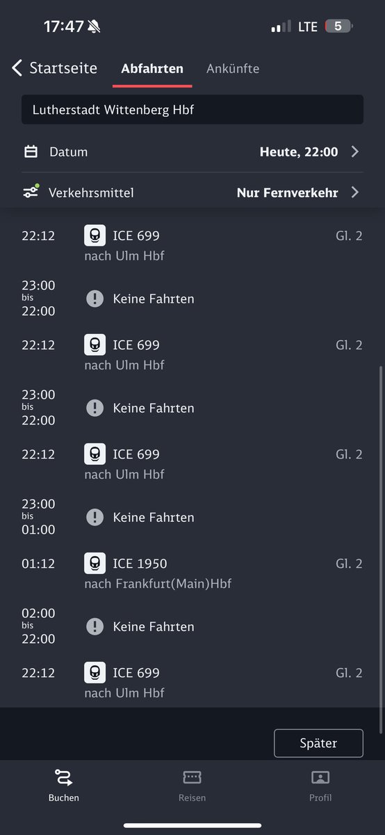 @DB_Bahn ihr könnt mir doch nicht sagen dass der ICE 699 mit  Ausnahme ice 1950 der nur Mo fährt , die einzigen sind die in  Lutherstadt Wittenberg hält bis zum 9 Mai 
Bitte aktualisiert euren Baustellen oder eure Fahrpläne 
Is das so schwer ???
Oder isses Schwarze Magie