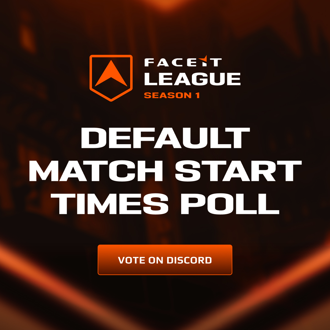 We are considering adjusting the default match start times for the FACEIT League and would like your feedback! Which start time do you prefer? ⏰ Cast your vote in the FACEIT League Announcement channel now. 🗳 Vote on Discord: discord.gg/faceit-overwat…