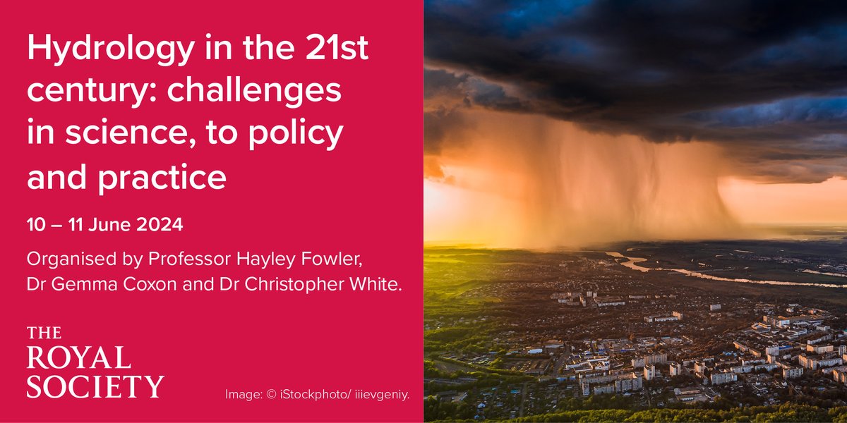 Are you a scientist, policy-maker or industry leader with an interest in hydrology, water management and #ClimateChange? Register now to join our upcoming Science+ meeting at the Royal Society on 10-11 June: royalsociety.org/science-events…