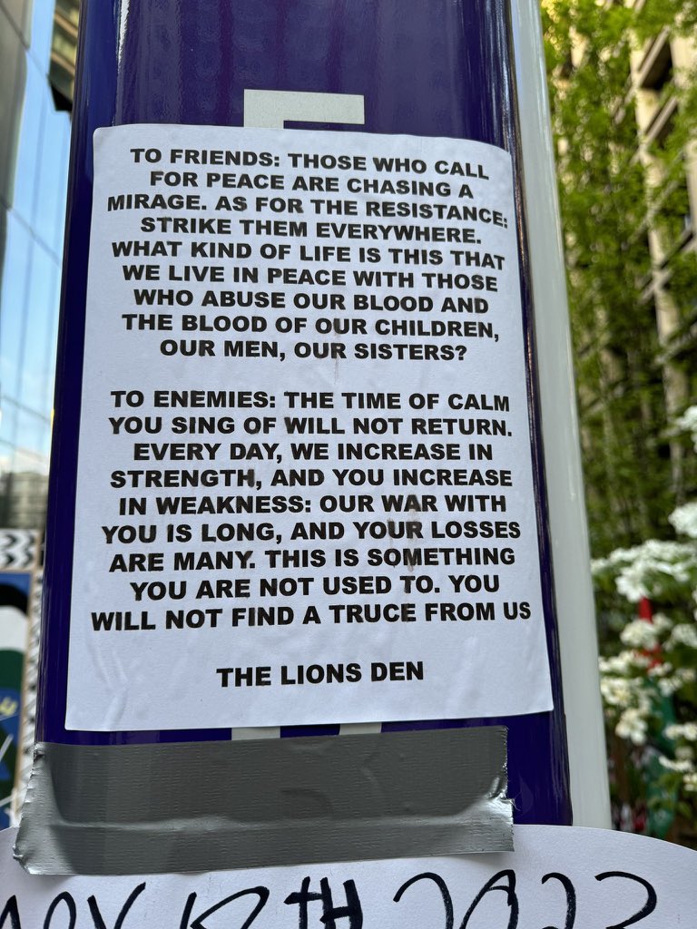 Some of the “mostly peaceful” signs found inside NYC encampment: “Death to America” “Death to Israel” “Enough with De-Escalation Trainings: Where are the Escalation Trainings!” “You will not find a truce from us”