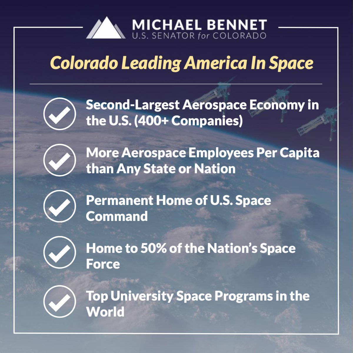 Happy #NationalSpaceDay, Colorado!

With its dynamic aerospace industry, national security capabilities, and world-class university space programs, our state will continue to lead America in space for years to come.