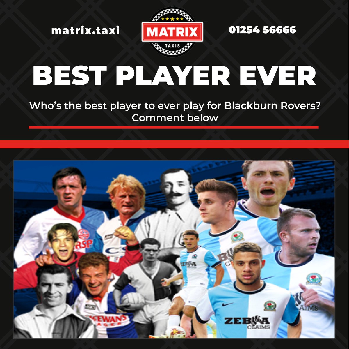 Who’s the best player to ever play for Blackburn Rovers?
Comment what you think and let’s get a conversation going!
-
Need a taxi this weekend, keep Matrix in your mind for an A* service.
Book today!

#blackburn #blackburnrovers #rovers #football #legend #legends