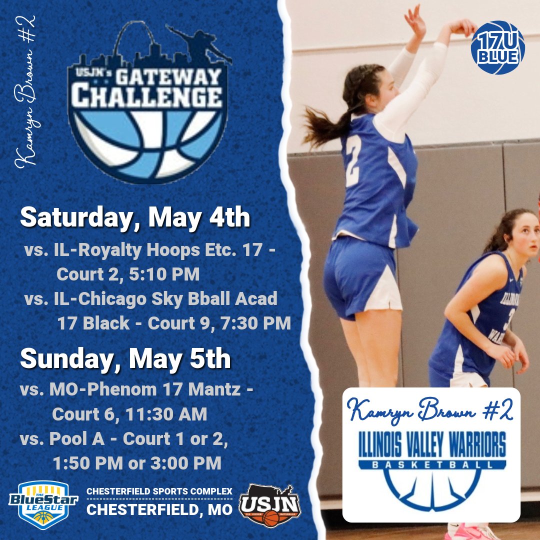 We are in Chesterfield, MO this weekend at @USJN's Gateway Challenge. You can watch our games live on the @iv_warriors Facebook page: facebook.com/IVWarriorsGirls
#TheFuturePlaysHere #wbb #girlsbasketball #aau #travelball @BlueStarMedia1