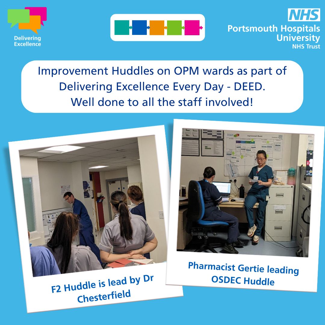 @PHU_Improvement (@phu_improvement) on Twitter photo An excellent week for the DEED Wave 1 Wards from OPM!
All of them are running their Improvement Huddles and starting to make Improvements happen on their wards. It is a true MDT approach as we had huddles led today by a Pharmacist and a Consultant! <a href="/PHU_NHS/">Portsmouth Hospitals University NHST</a> <a href="/OpmSenior/">OPM Senior Nursing Team</a> An excellent week for the DEED Wave 1 Wards from OPM!
All of them are running their Improvement Huddles and starting to make Improvements happen on their wards. It is a true MDT approach as we had huddles led today by a Pharmacist and a Consultant! <a href="/PHU_NHS/">Portsmouth Hospitals University NHST</a> <a href="/OpmSenior/">OPM Senior Nursing Team</a>