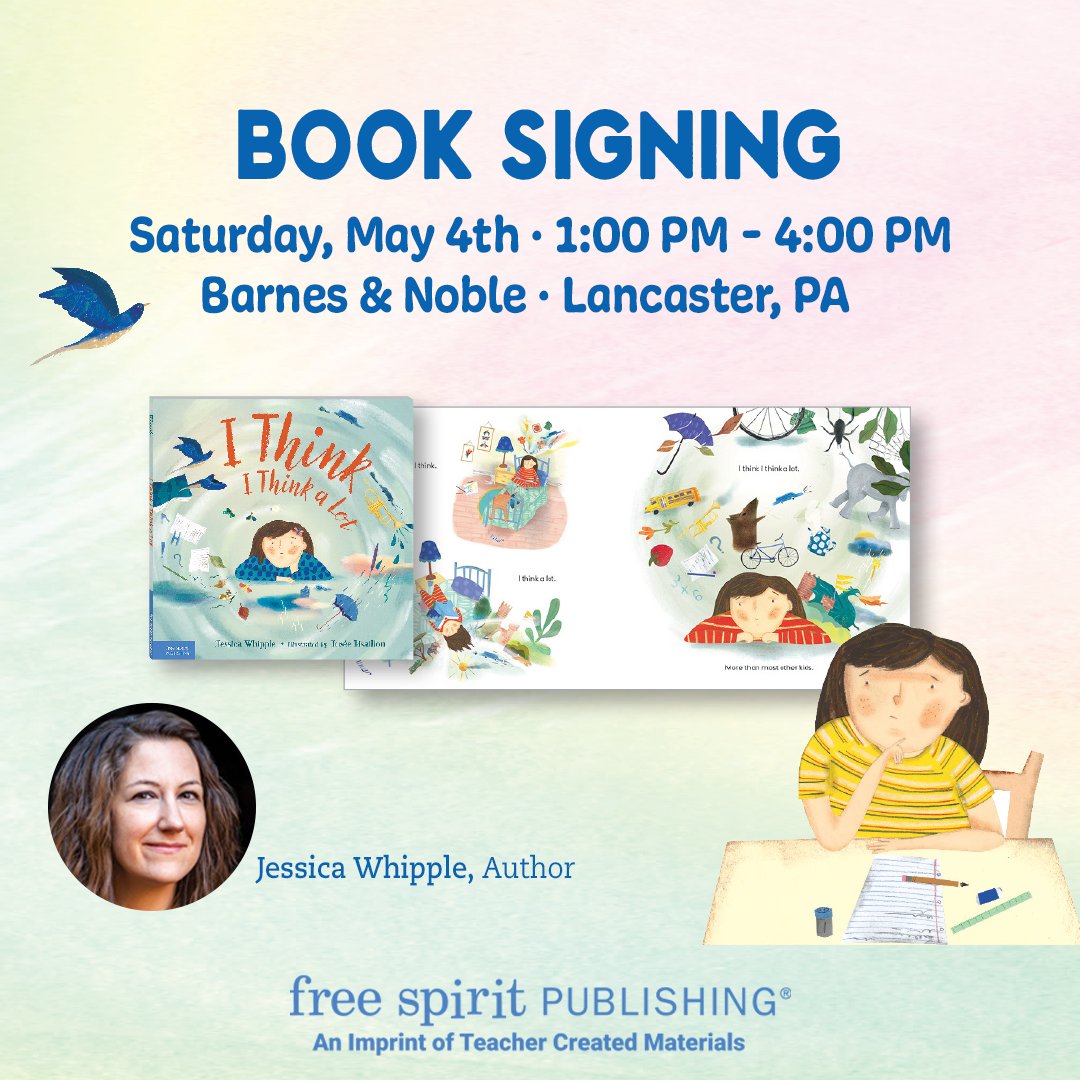 In honor of Mental Health Awareness Month, join author Jessica Whipple TOMORROW for a signing of her beloved book, 'I Think I Think a Lot' at Barnes & Noble in Lancaster, Pennsylvania.📖📷 #BookSigning #AuthorEvent #MentalHealthAwareness @Jessicawhippl17